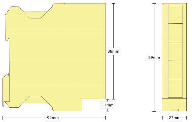 Mechanical Drawing - Brainboxes SW-515 Compact Ethernet Switch
